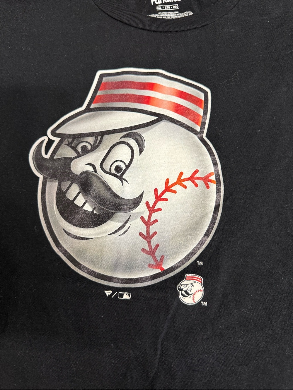 Fanatics Black Tee with Red, White & Silver Striped Shield Graphic